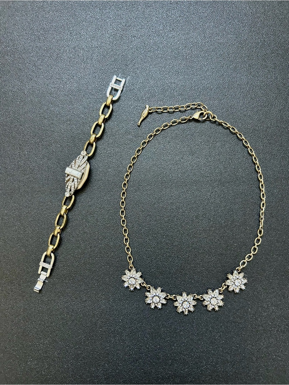 Chloe + Isabel Gold-Tone Daisy Crystal Necklace with Matching Bracelet